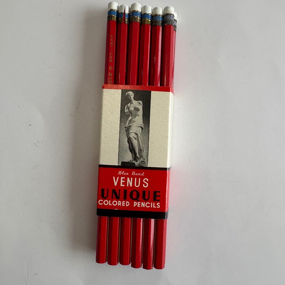 Vintage American‎ Pencil Co Venus Unique Colored Pencils Red #1207 Dozen UNUSED